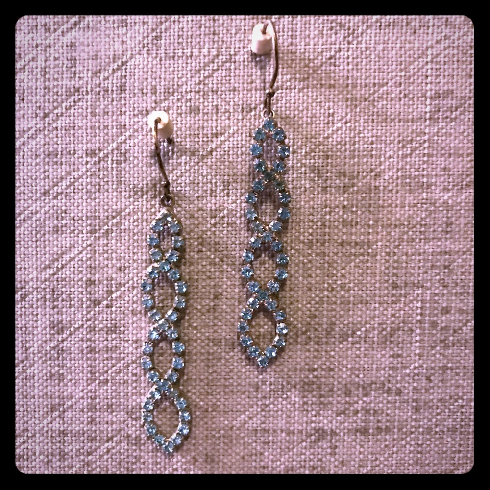 Sea Blue Rhinestone Drop Earrings